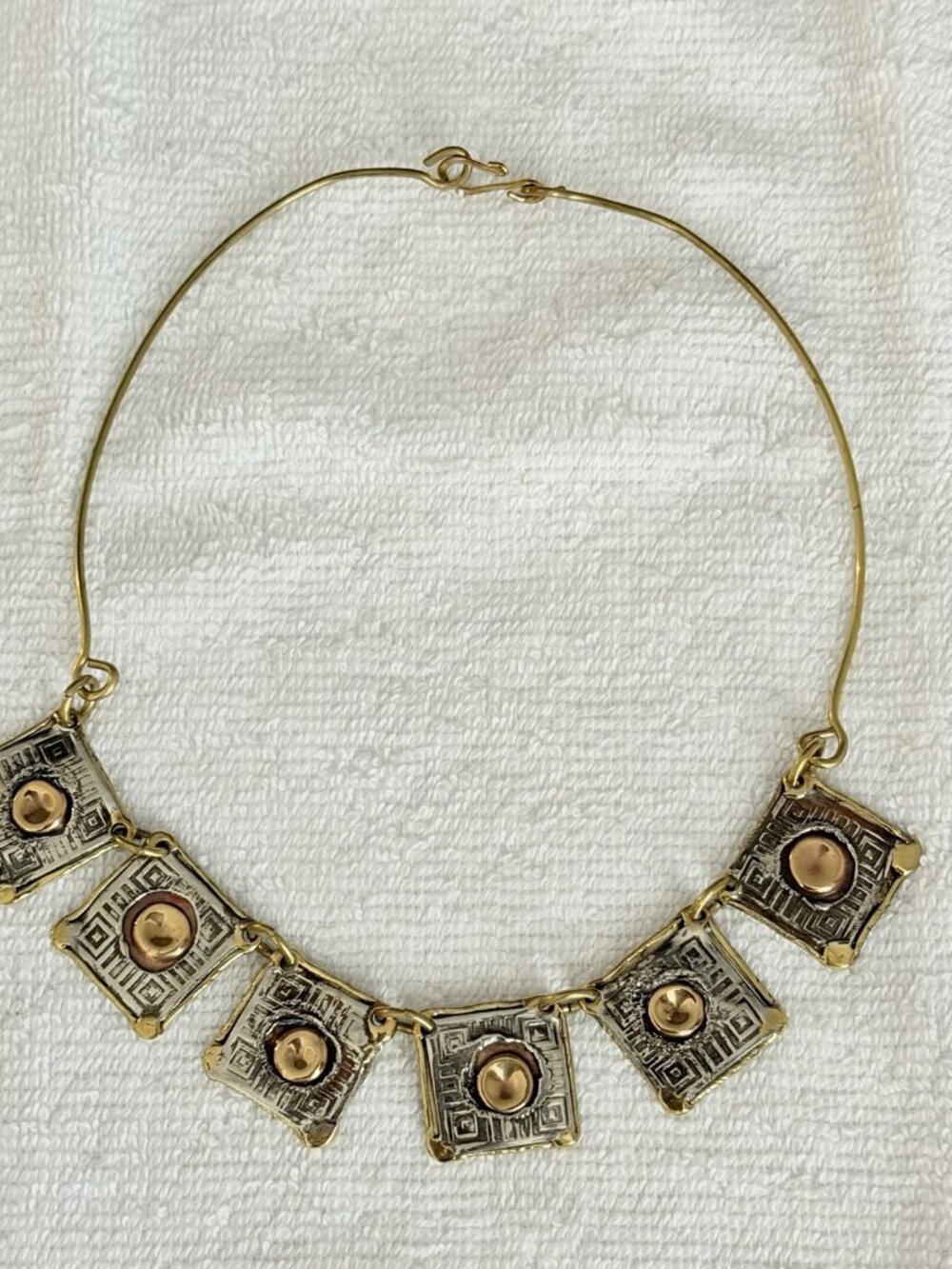 South African Tribal Copper 6 Panel Filigree Choker Necklace Statement Gift